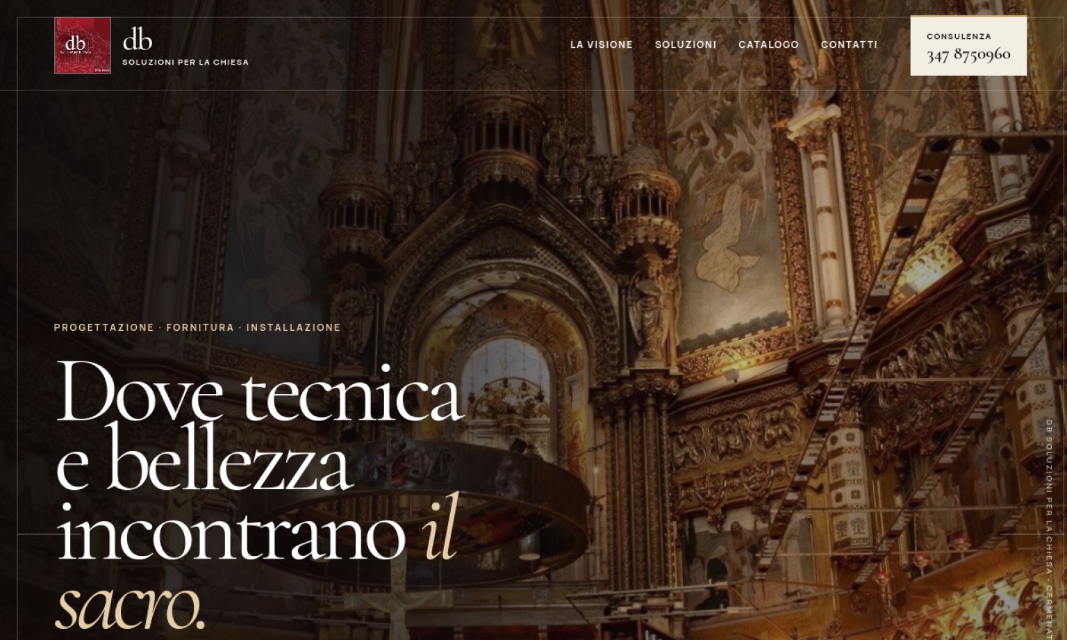 Sito web di DB Soluzioni per la Chiesa dedicato ad arredi, impianti e articoli sacri