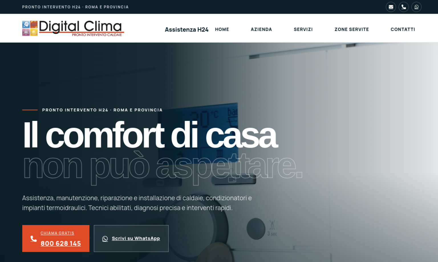 Sito web di Digital Clima per assistenza caldaie e condizionatori a Roma